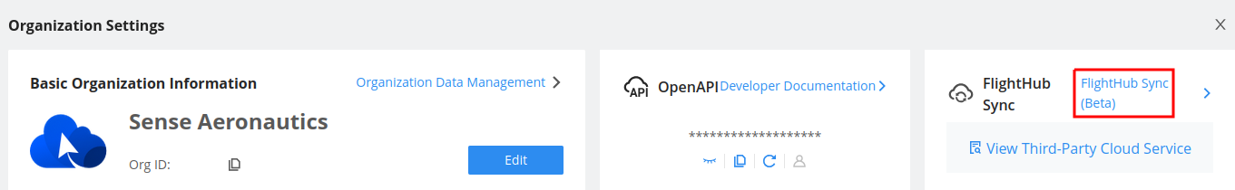 FlightHub Sync Beta Configuration
