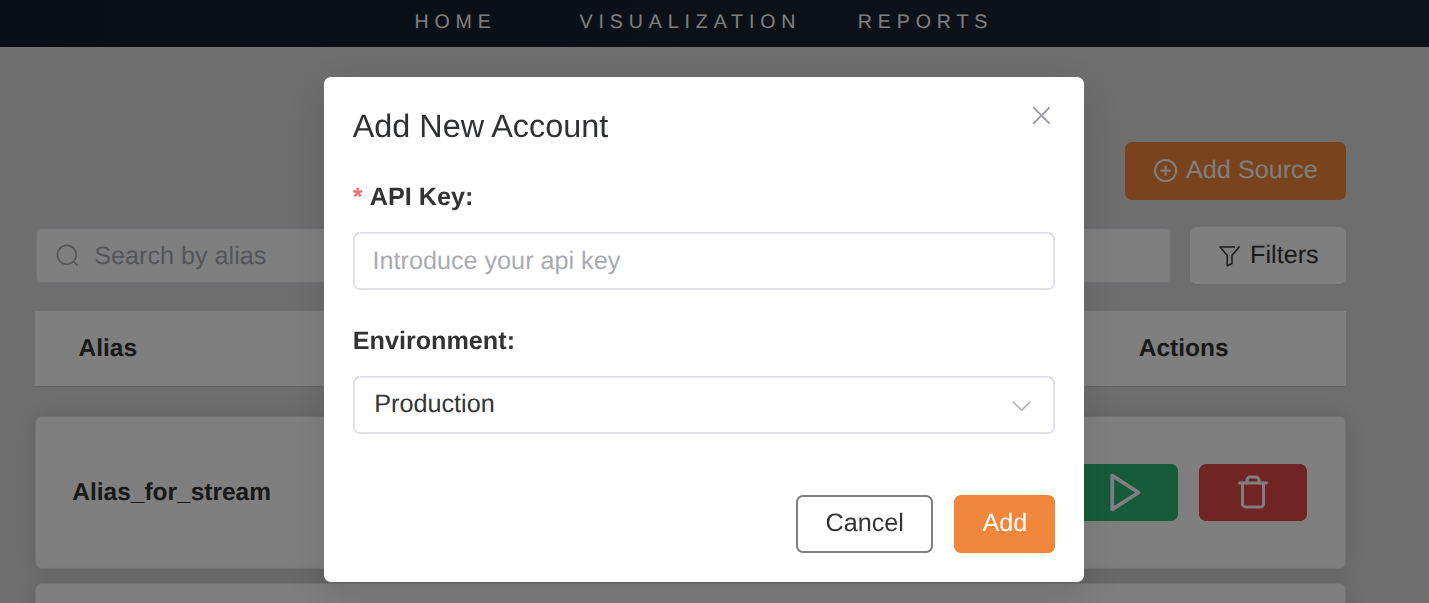 New account dialog