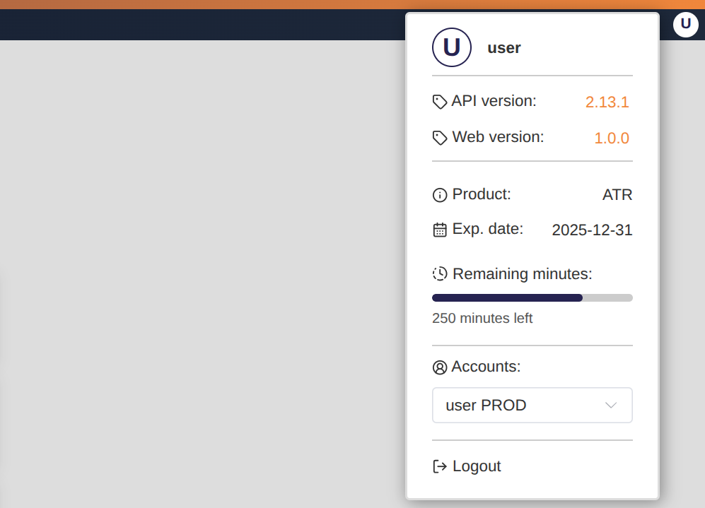 User menu