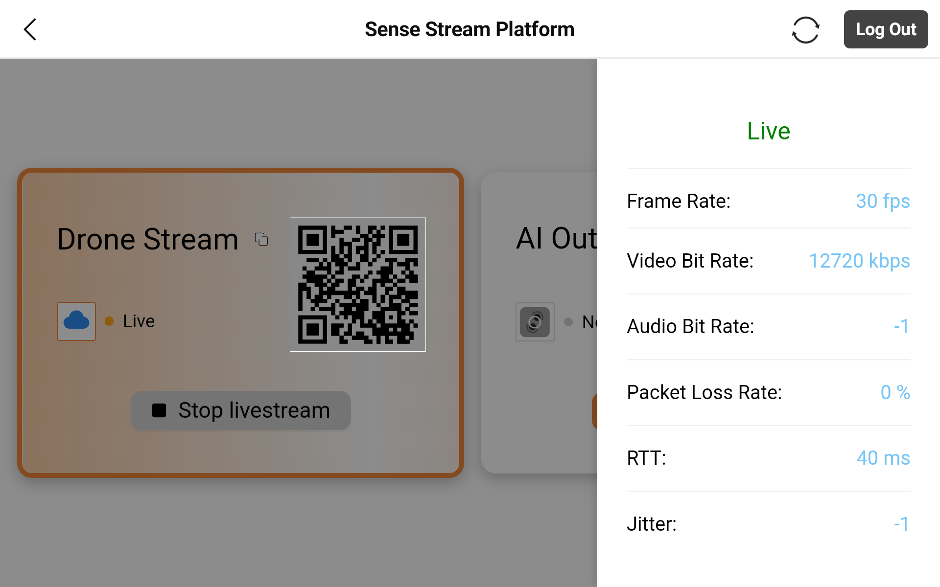 Drone livestream info panel