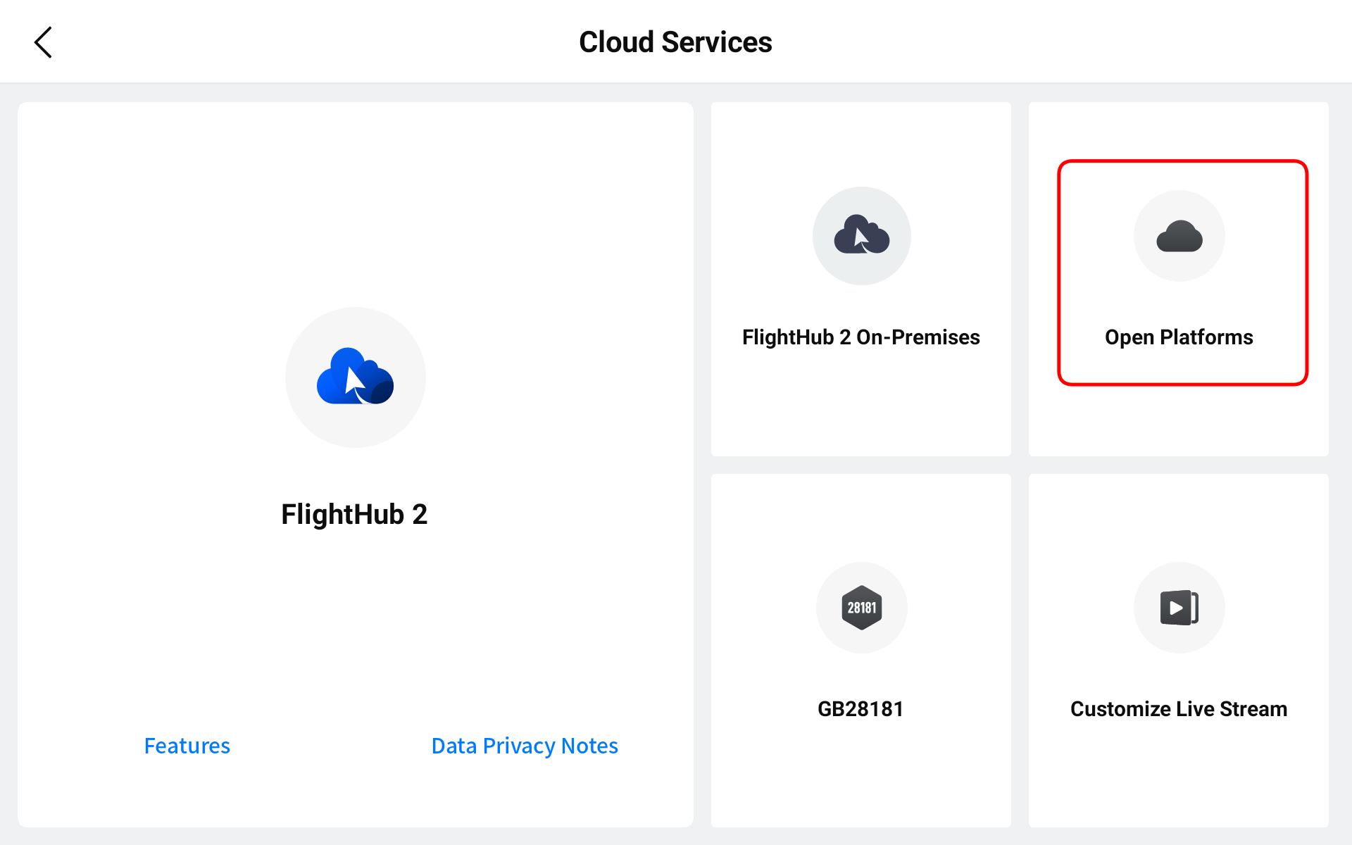 Open platforms screen